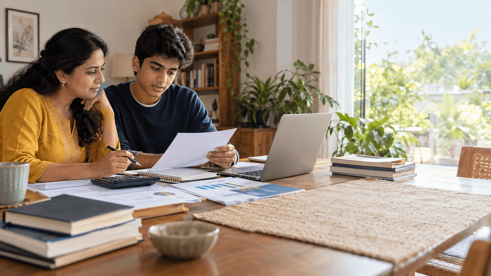 Indian parent and student comparing total study abroad costs scholarships and career outcomes